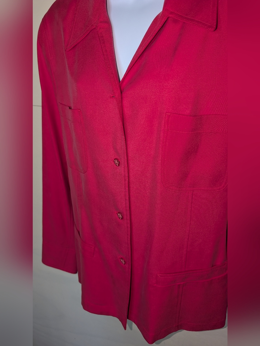 NWT Dana B + Karen Silk Overshirt / Shacket in Coral Pink - Picture 3 of 10